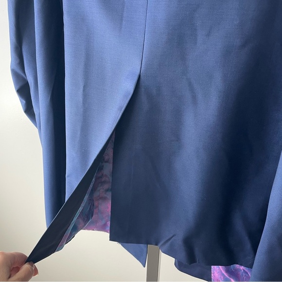 Luxury Italian Longline Sports Coat Blazer Suit Jacket Long Blue Mens Size 44 - Picture 5 of 13